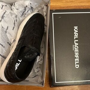 Karl Lagerfeld Black Quilted Loafers-Never worn